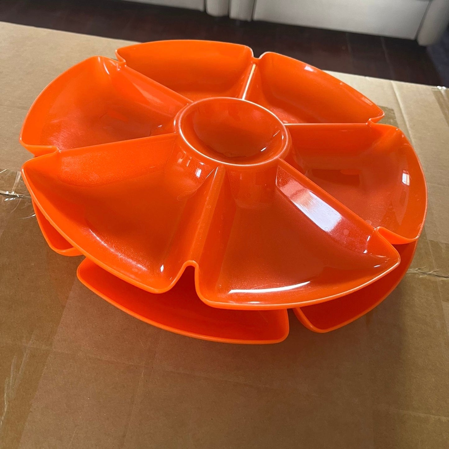 2 Plastic 7-Section Serving Tray- Orange