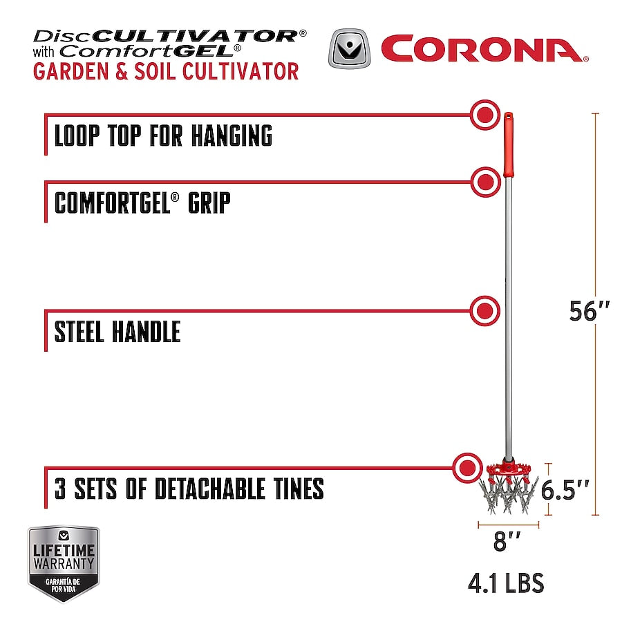 Corona ComfortGEL Rotating 3 -Tine Long-Handle Cultivator
