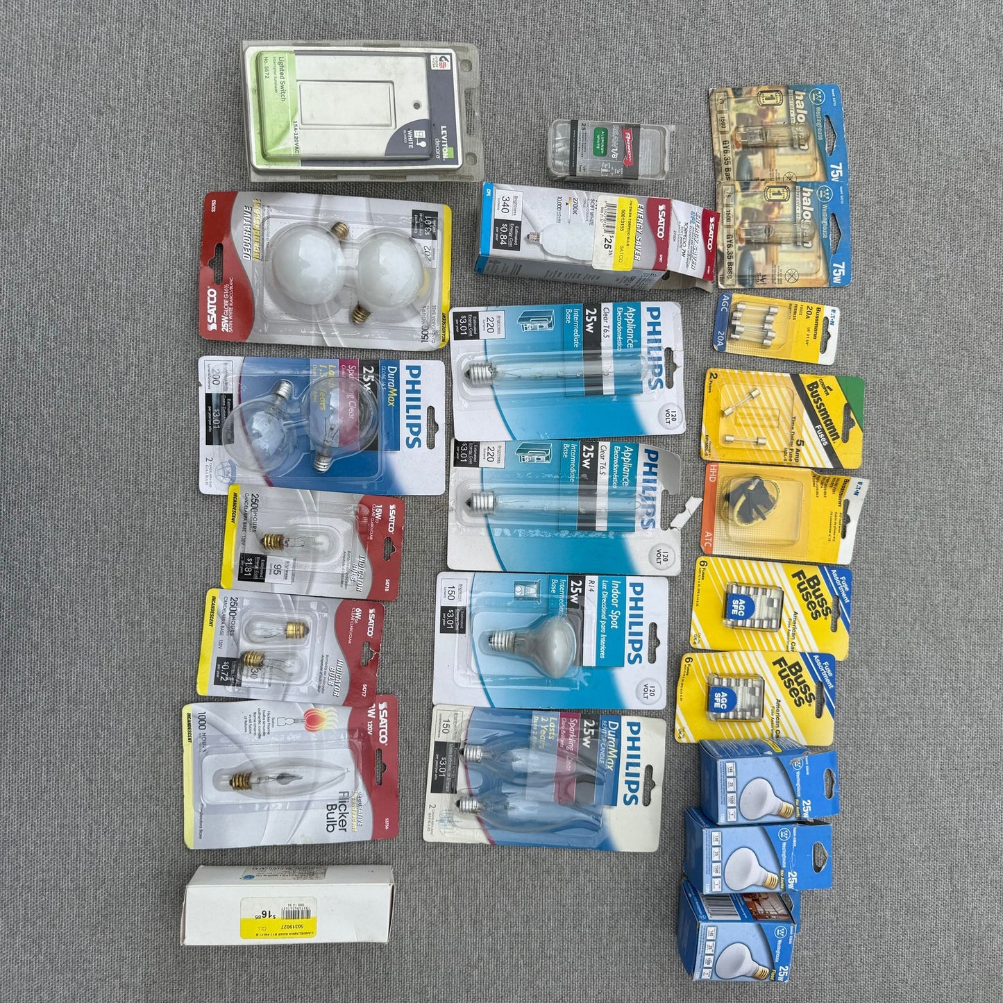 15 Assorted Bulbs + Assorted Bulbs + Fuses + Light Switch