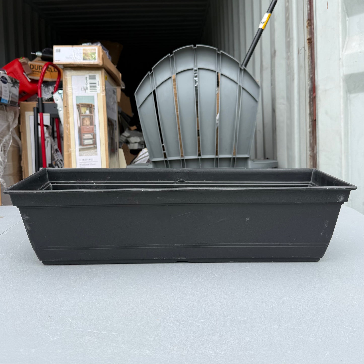 Style Selections Rectangle 23.5-in W x 8.03-in L x 6.02-in H Black Recycled Plastic Planter