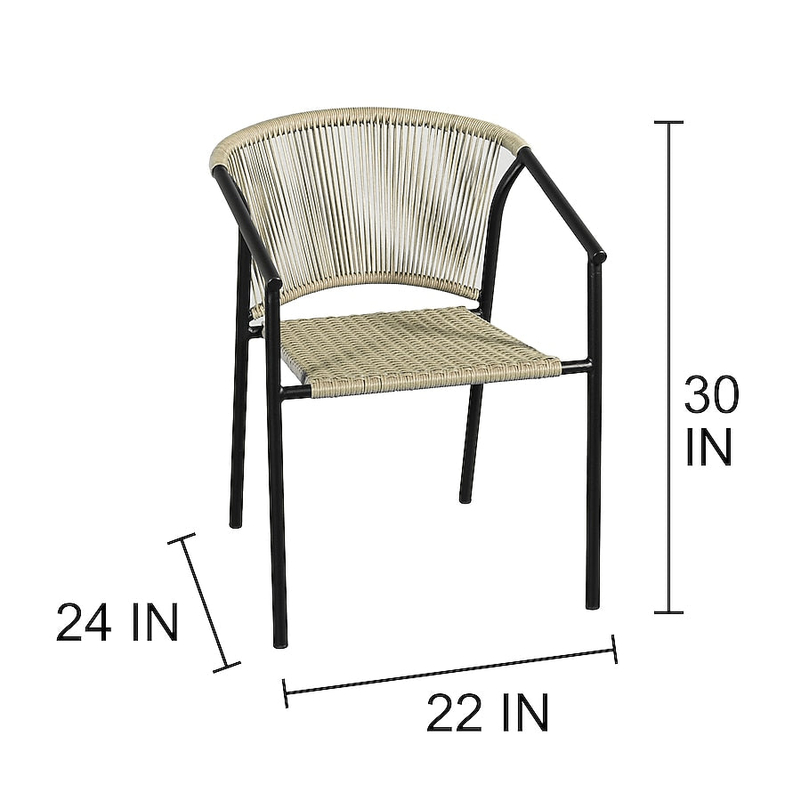 Style Selections Pelham Bay Wicker Stackable Matte Black Steel Frame Stationary Dining Chair