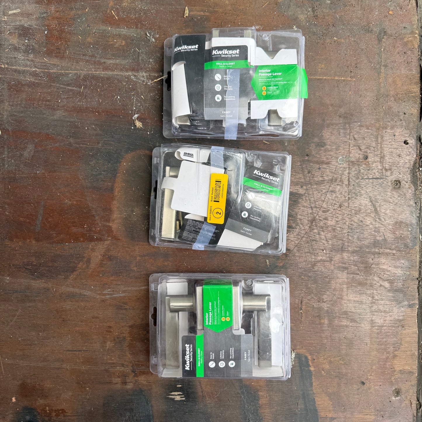 Kwikset Halifax Satin Nickel Interior or Exterior Double-Cylinder Deadbolt and Keyed Entry Door Handleset
