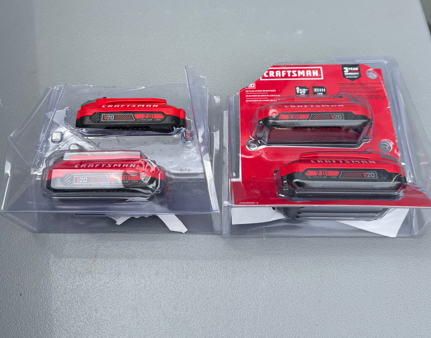 Set of 4 CRAFTSMAN V20 20 Volt Batteries (2.0 Ah 2.0 Ah Lithium-ion)