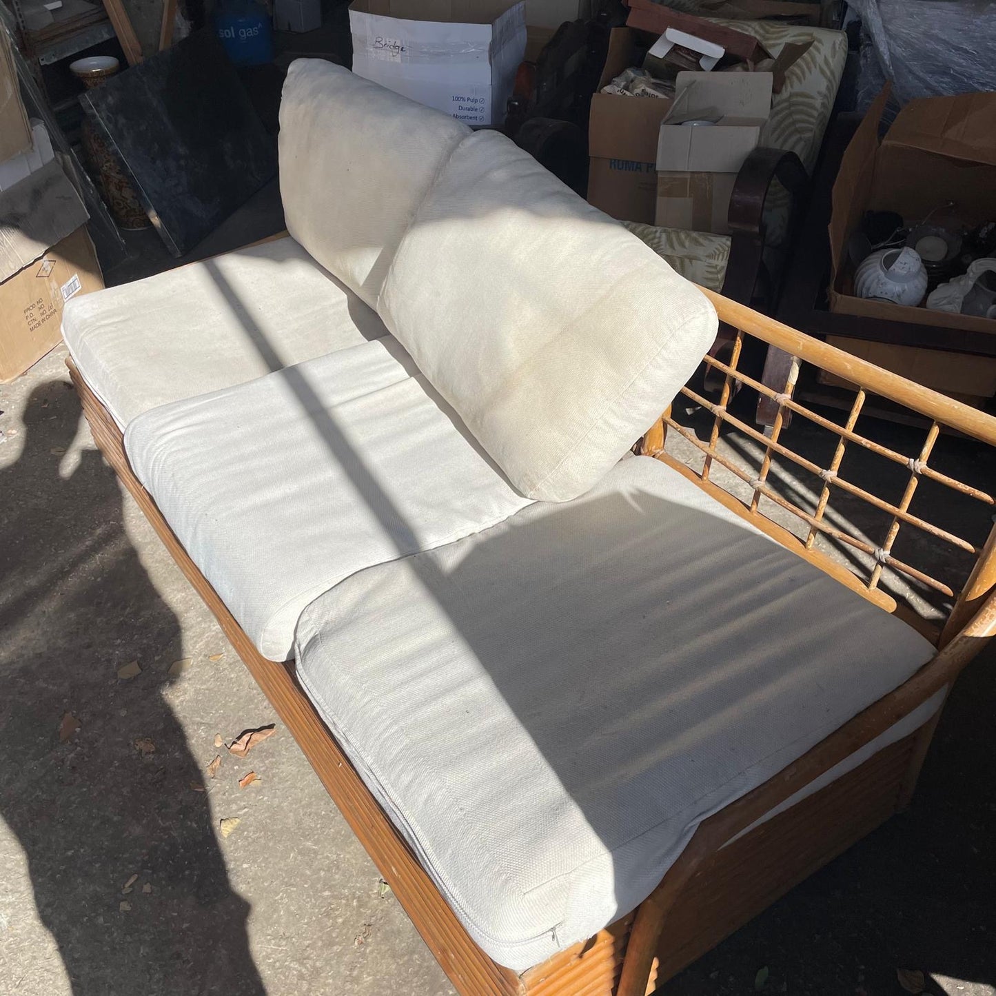 Rattan Daybed with White Cushion