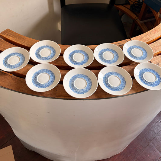 9 Ceramic Blue Floral Saucers