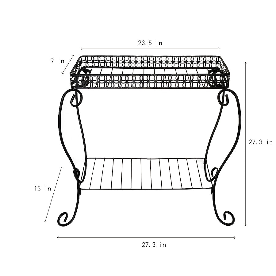 allen + roth 27.3-in H x 23.5-in W Black Indoor/Outdoor Rectangular Steel Plant Stand
