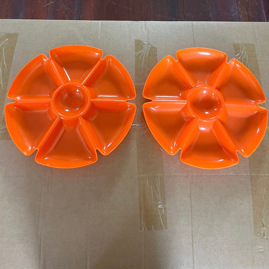 2 Plastic 7-Section Serving Tray- Orange