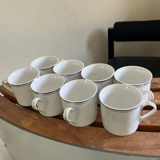 Set of 8 Classic Platinum Tea Cups