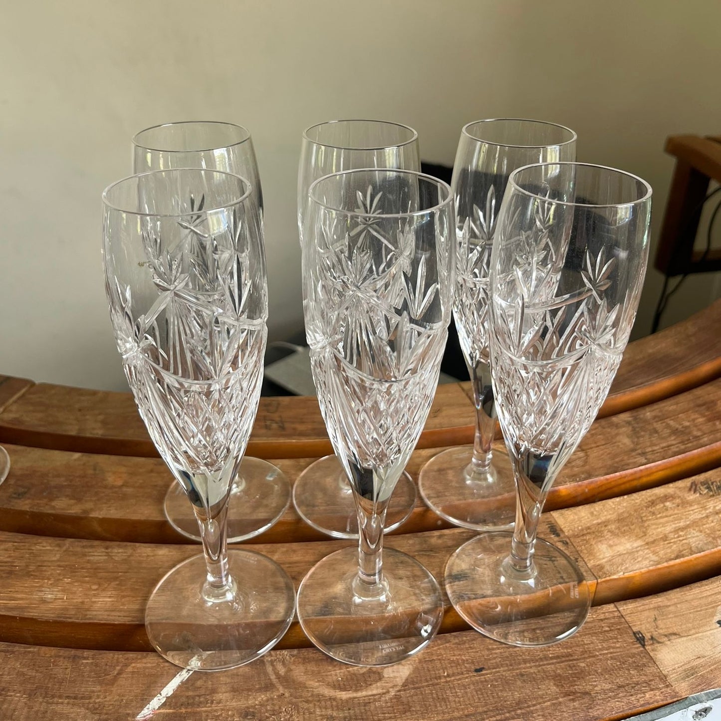 Set of 6 Crystal Champagne Glasses + Ice Bucket