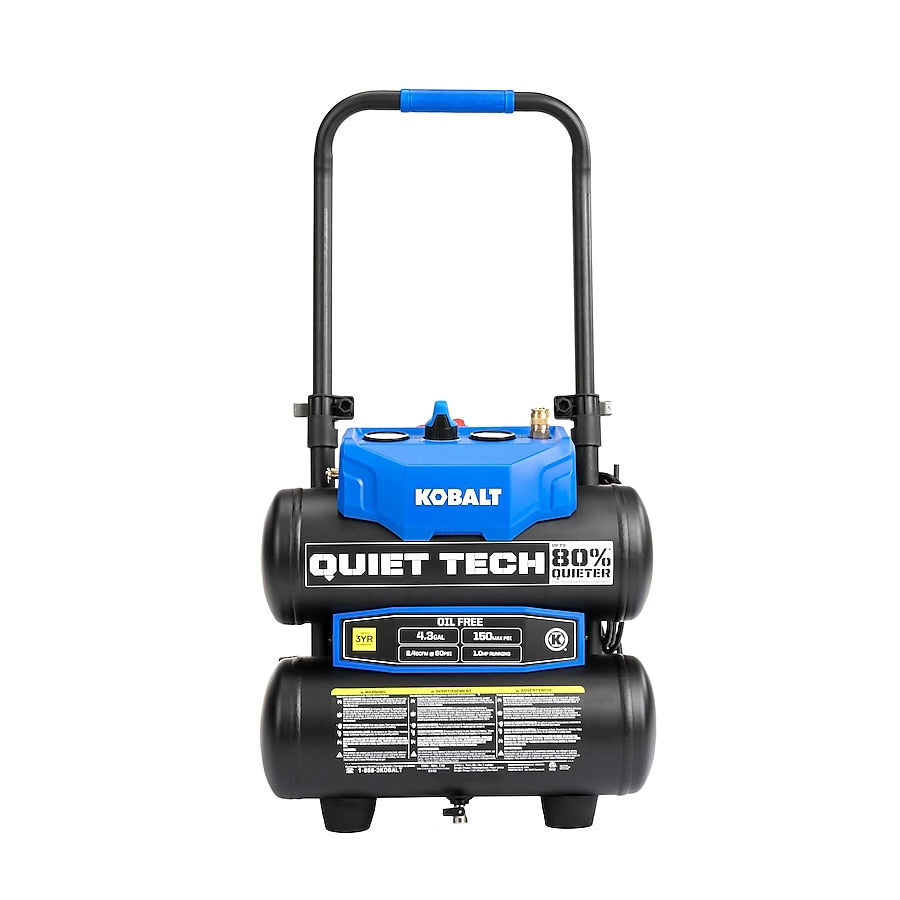 Kobalt QUIET TECH 4.3-Gallon Portable Electric 150 PSI Twin stack Air Compressor