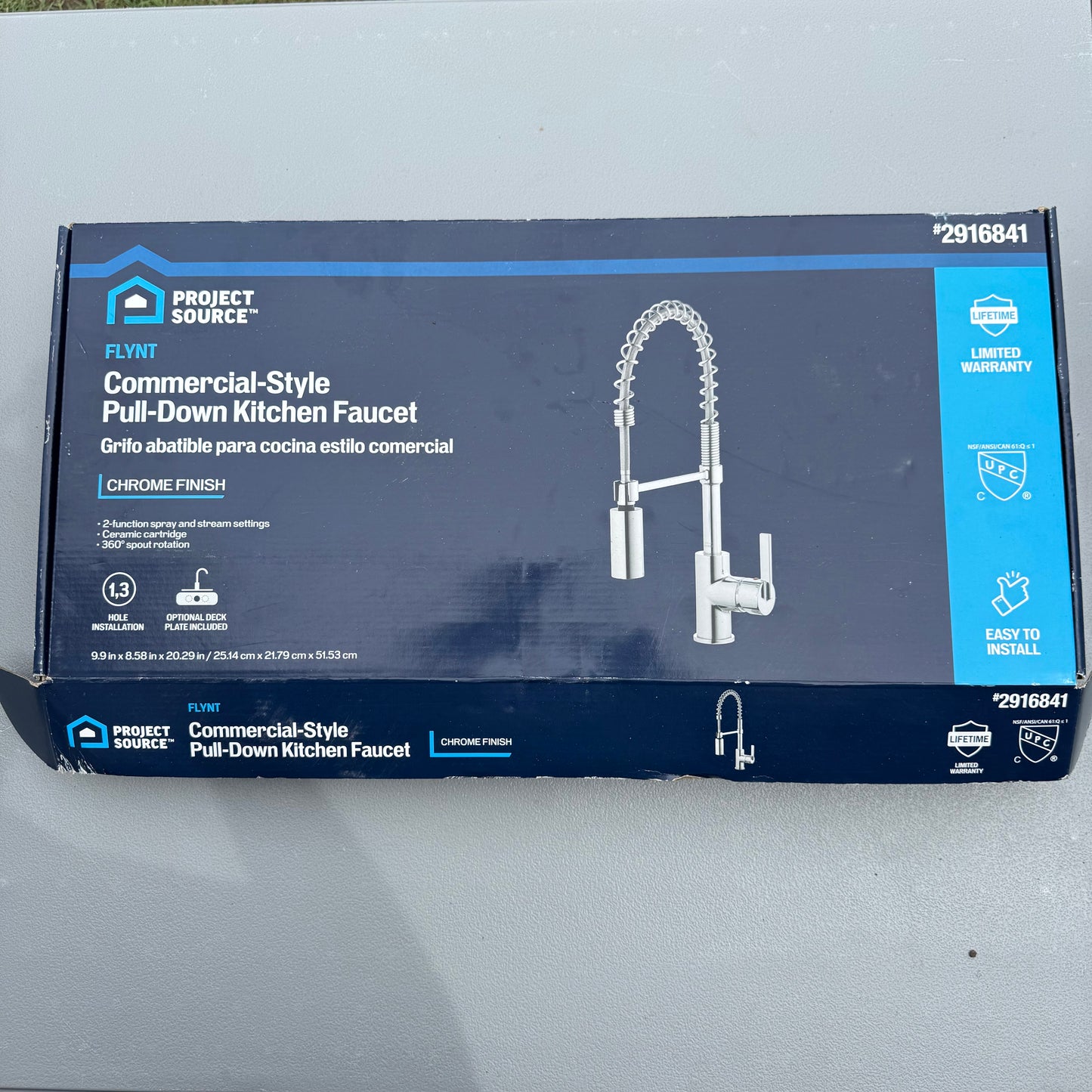Project Source Flynt Chrome Single Handle Deck Mount Pull Down Kitchen Faucet with Deck Plate