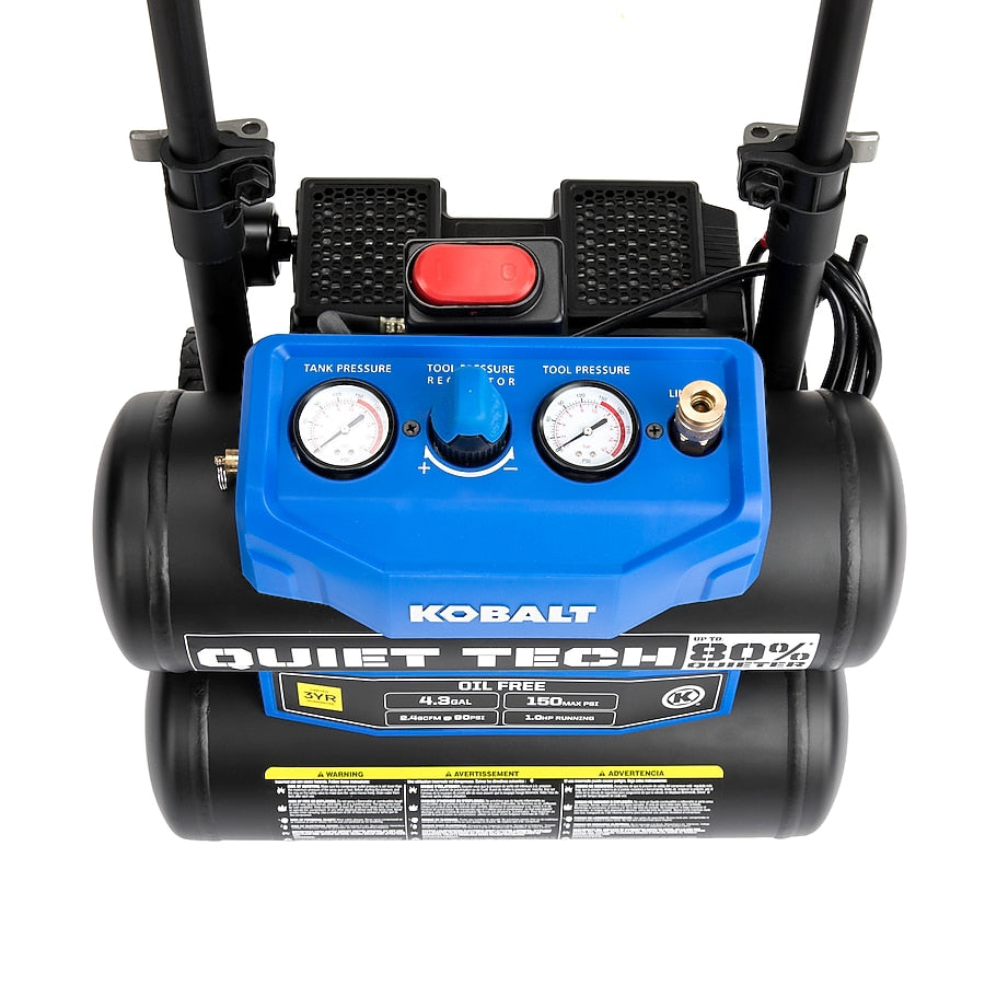 Kobalt QUIET TECH 4.3-Gallon Portable Electric 150 PSI Twin stack Air Compressor