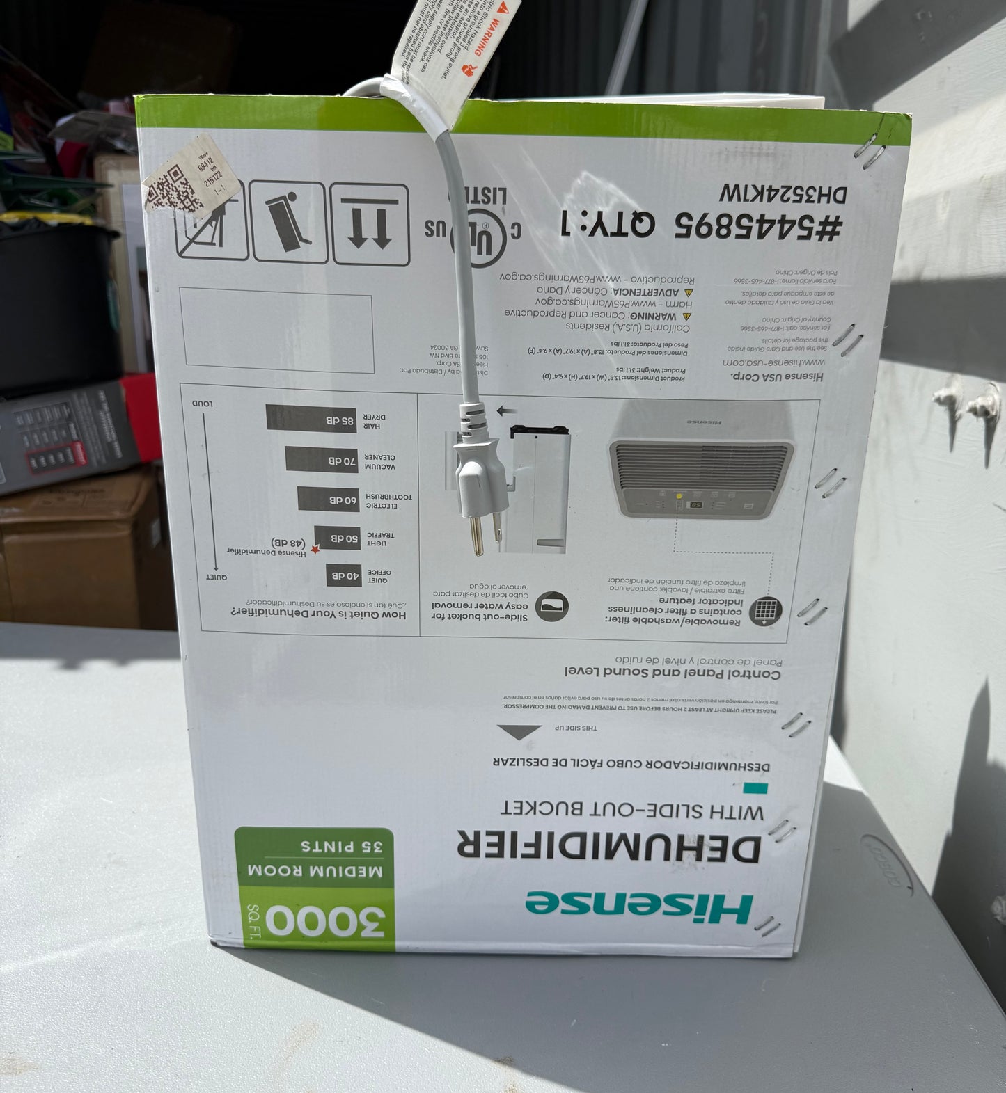 Hisense Dehumidifier 35 pt. Dehumidifier (For Rooms 1501 - 3000 sq. ft) For Basements