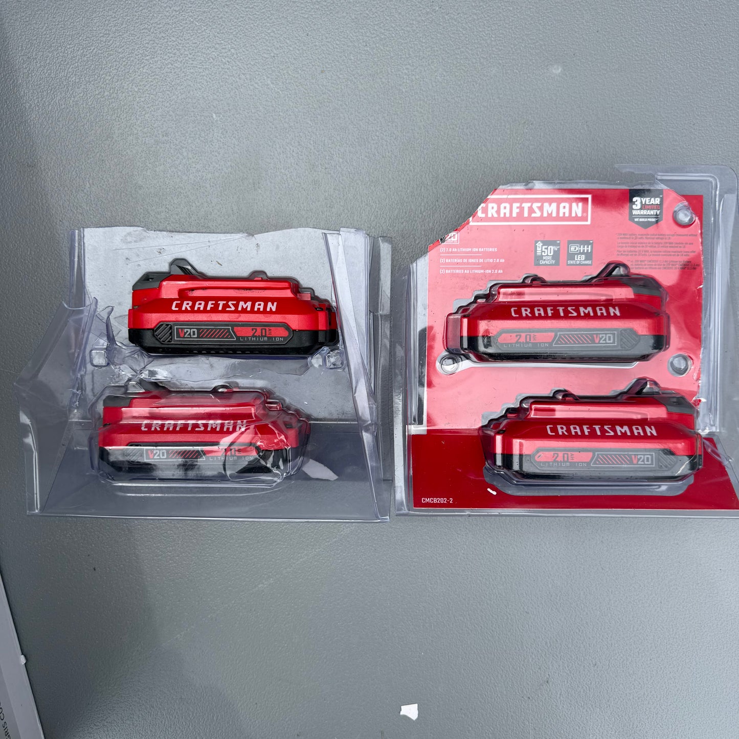 Set of 4 CRAFTSMAN V20 20 Volt Batteries (2.0 Ah 2.0 Ah Lithium-ion)