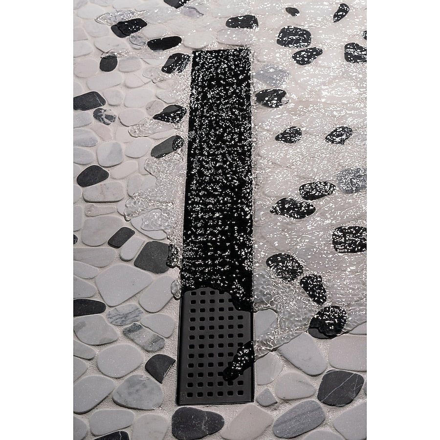 Oatey Vivante 24-in Matte Black Linear Shower Drain with Square Pattern