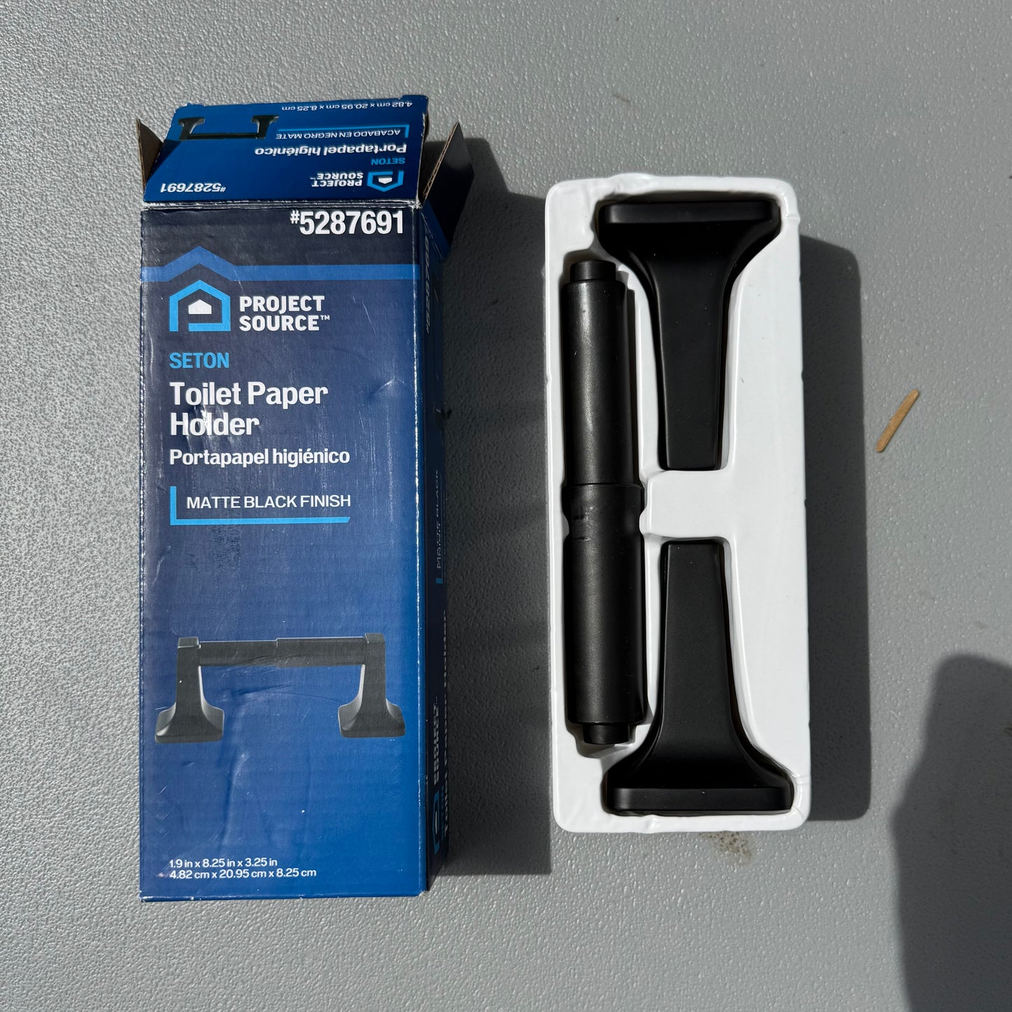 Project Source Seton Matte Black Wall Mount Spring-loaded Toilet Paper Holder