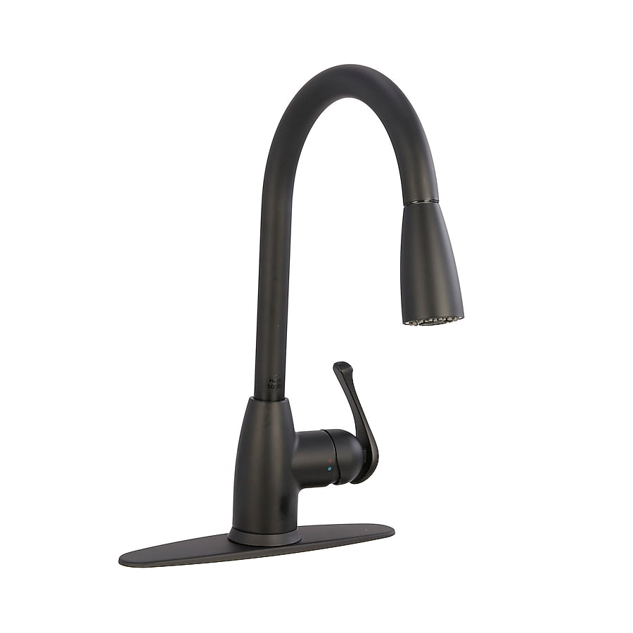 Project Source Tucker Matte Black Single Handle Deck-Mount Pull-Down Kitchen Faucet