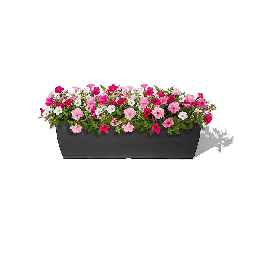 Style Selections Rectangle 23.5-in W x 8.03-in L x 6.02-in H Black Recycled Plastic Planter