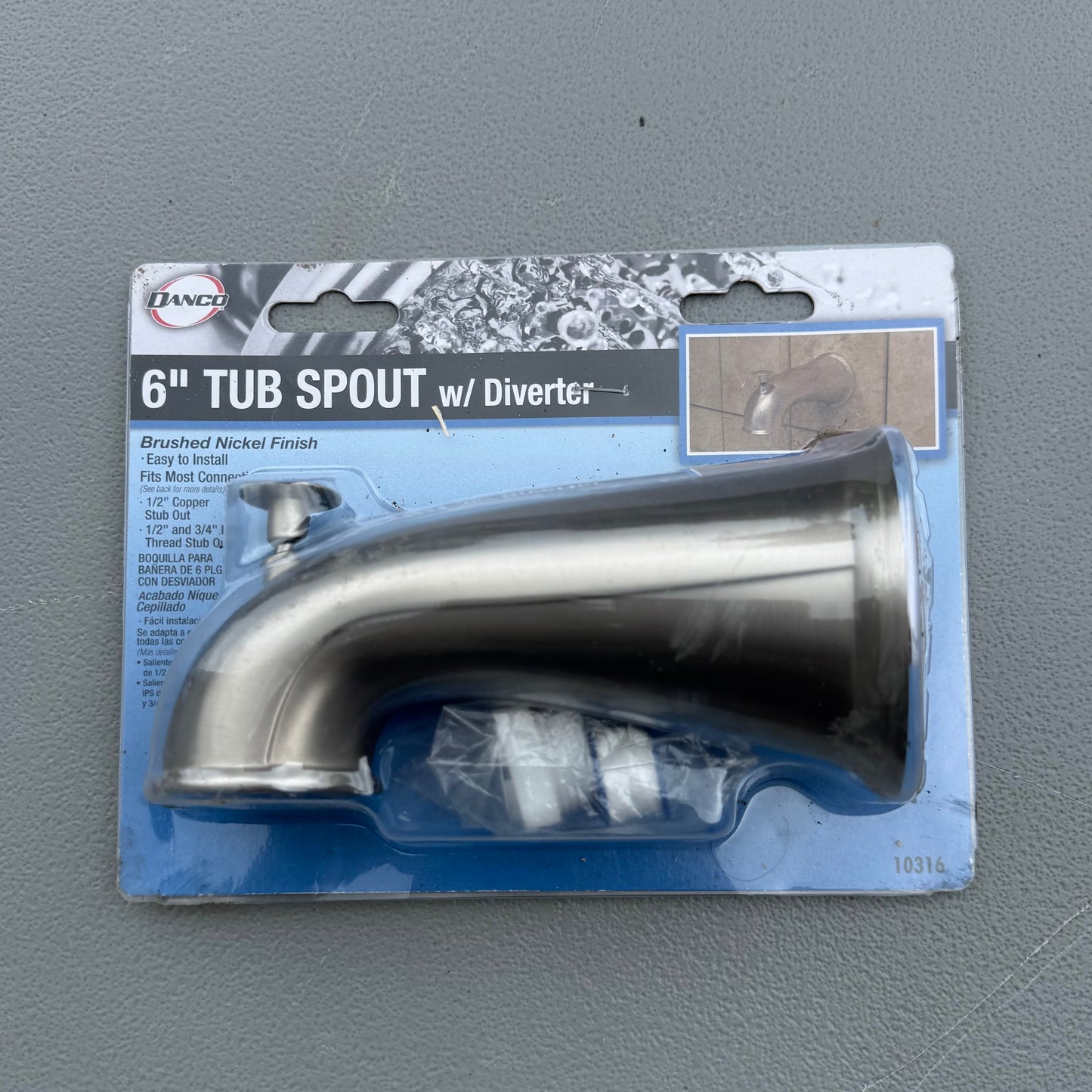 Danco Brushed Nickel Wall-mount Universal Fit Bathtub Spout With Diverter