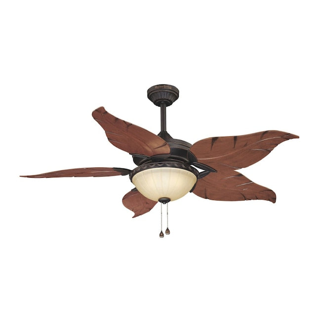 Harbor Breeze 52-in Leaf Blade Ceiling Fan - Aged Bronze w/ Brown Blades