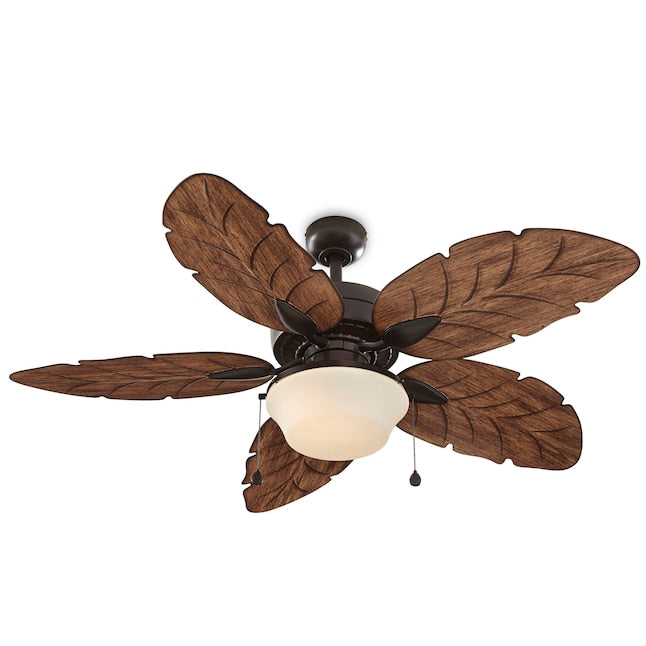 Harbor Breeze 52-in Leaf Blade Ceiling Fan - Aged Bronze w/ Brown Blades