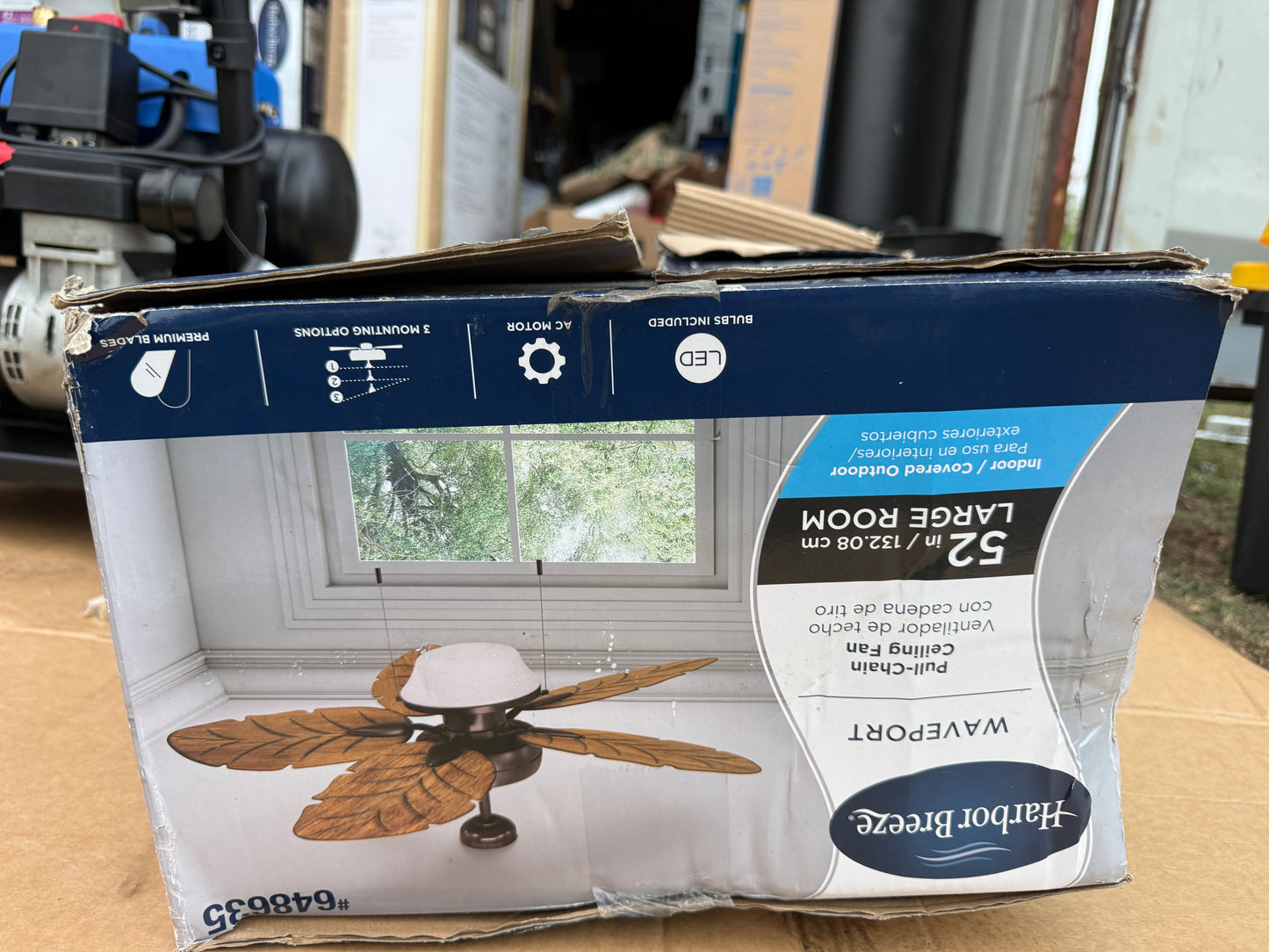 Harbor Breeze 52-in Leaf Blade Ceiling Fan - Aged Bronze w/ Brown Blades