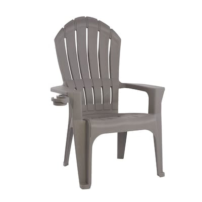 Adams Manufacturing Stackable Gray Resin Frame Stationary Adirondack Chair with Slat Seat