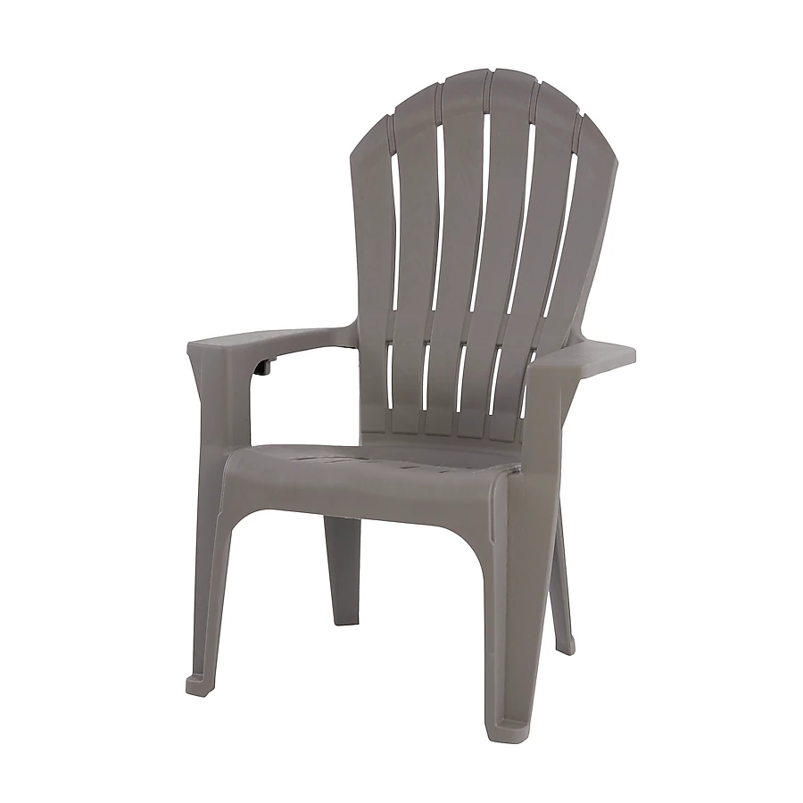 Adams Manufacturing Stackable Gray Resin Frame Stationary Adirondack Chair with Slat Seat
