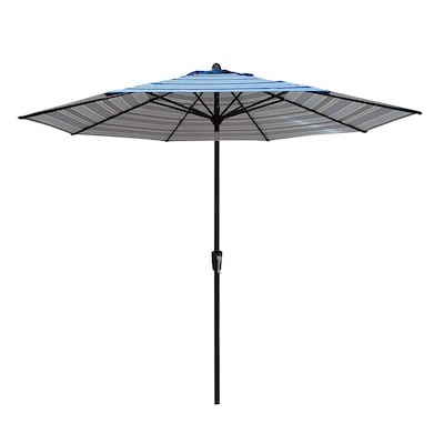 allen + roth 9-ft Aluminum Blue Auto-tilt Market Patio Umbrella