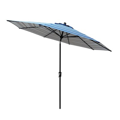 allen + roth 9-ft Aluminum Blue Auto-tilt Market Patio Umbrella