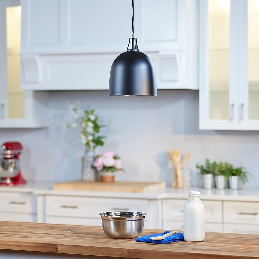 allen + roth Brawley 1 Light Matte black Transitional Metal Dome Mini Hanging Pendant Light