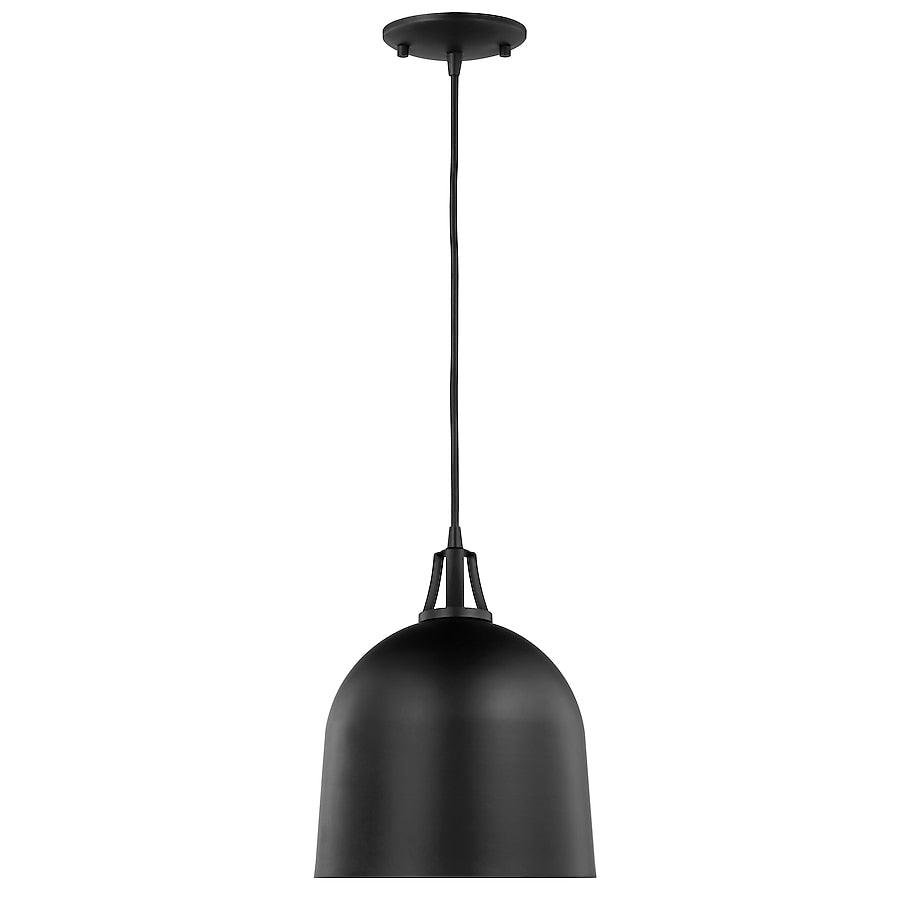 allen + roth Brawley 1 Light Matte black Transitional Metal Dome Mini Hanging Pendant Light