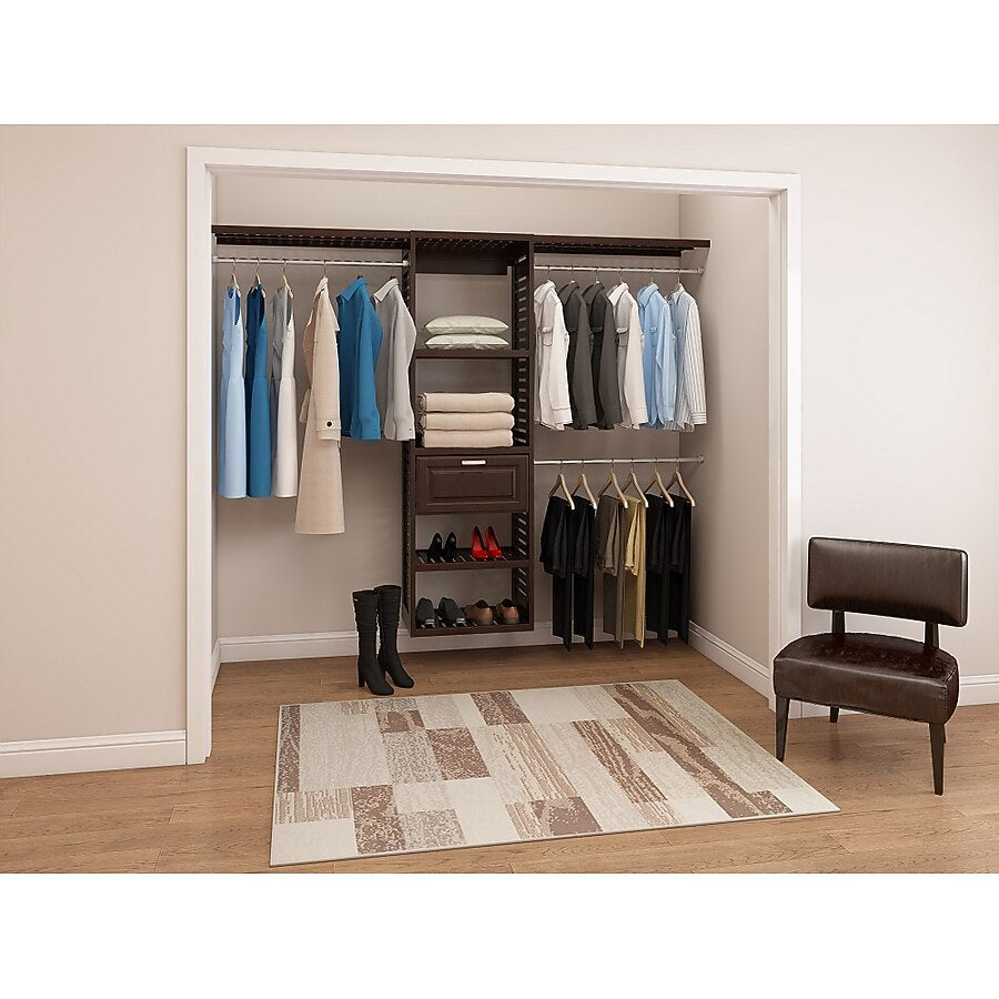 allen + roth Hartford Reach-in Tower system Java Ventilated Shelving Wood Closet System