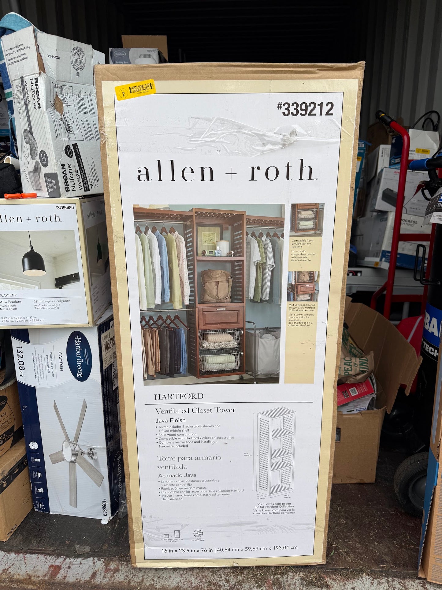 allen + roth Hartford Reach-in Tower system Java Ventilated Shelving Wood Closet System