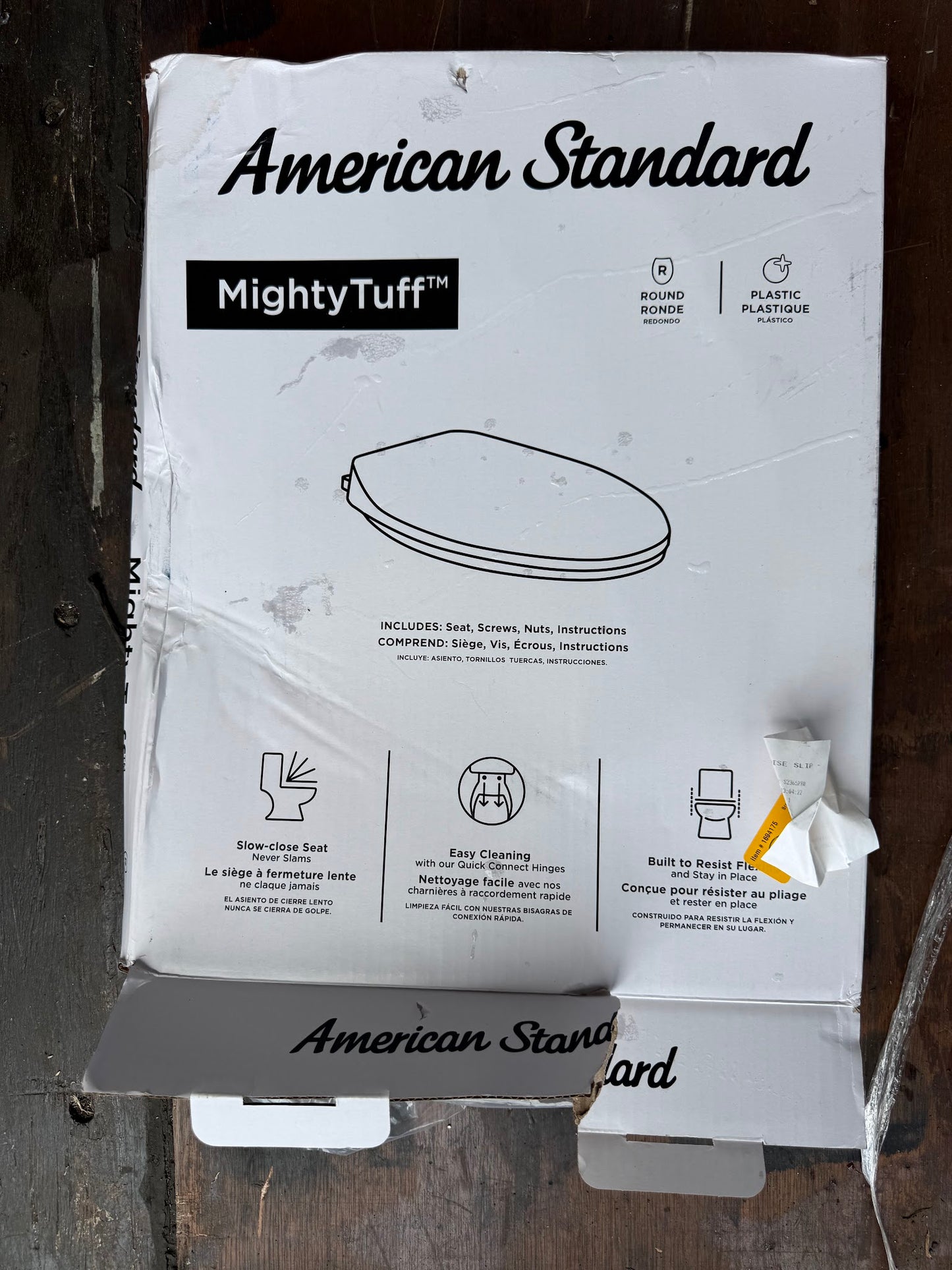 American Standard MightyTuff Plastic Bone Round Soft Close Toilet Seat