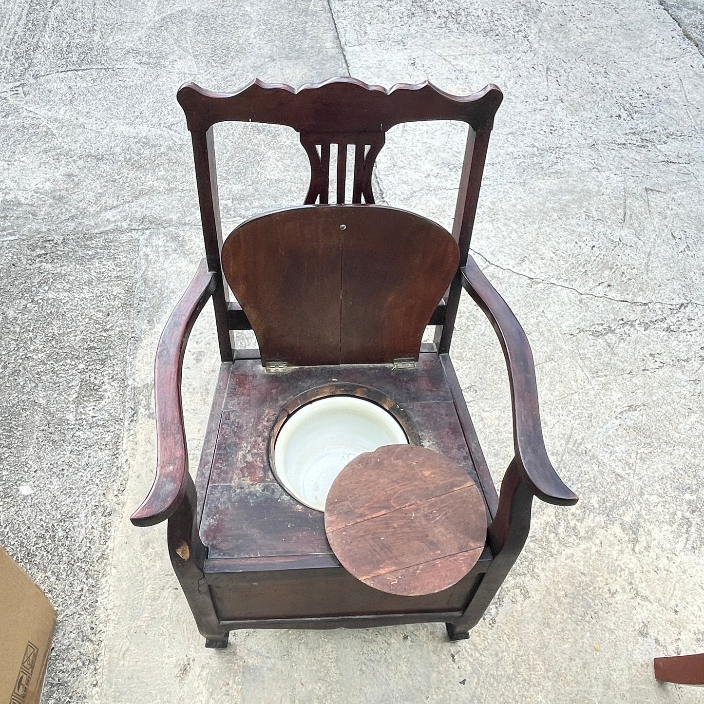 Antique Wooden Commode Chair