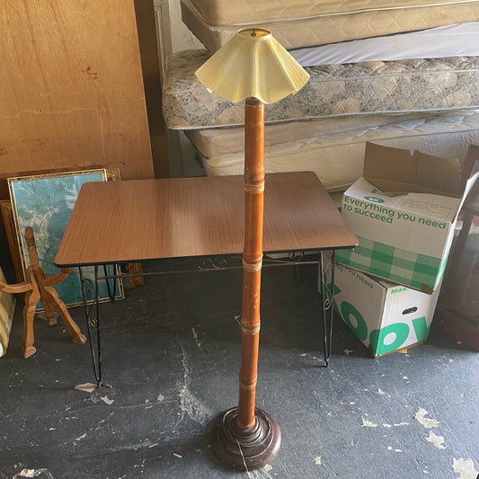 Bamboo Style Floor Lamp with Pleated Shade