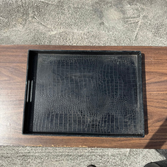 Black Faux Croc Serving Tray