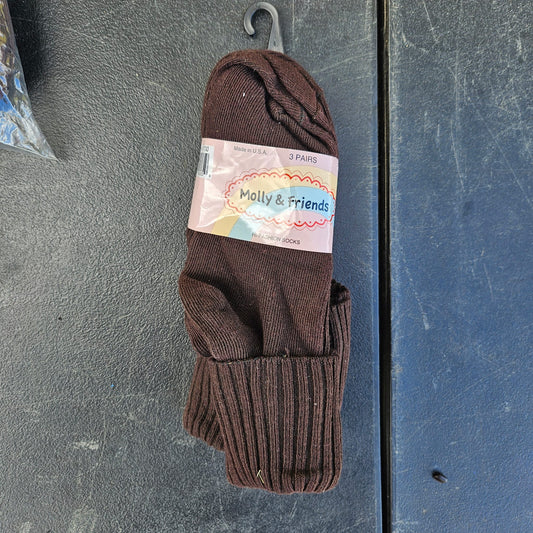 Brown Ribbed Ankle Socks