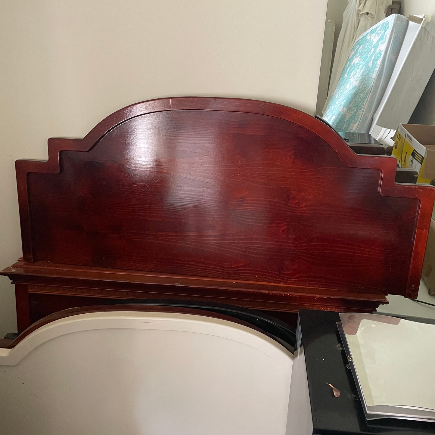 Cherry Finish Arched Wooden Headboard