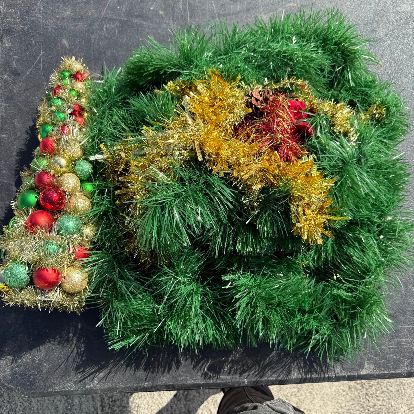 Christmas Tabletop Tree and Tinsel Garland Set