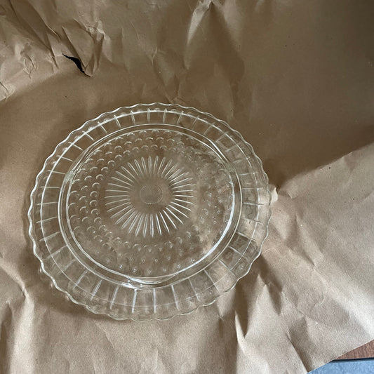 Clear Glass Scalloped Edge Decorative Plate