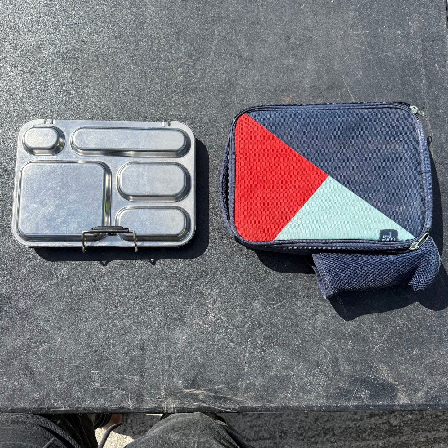 Core Infusions Geometric Insulated Lunch Bag and Stainless Steel Bento Box Set