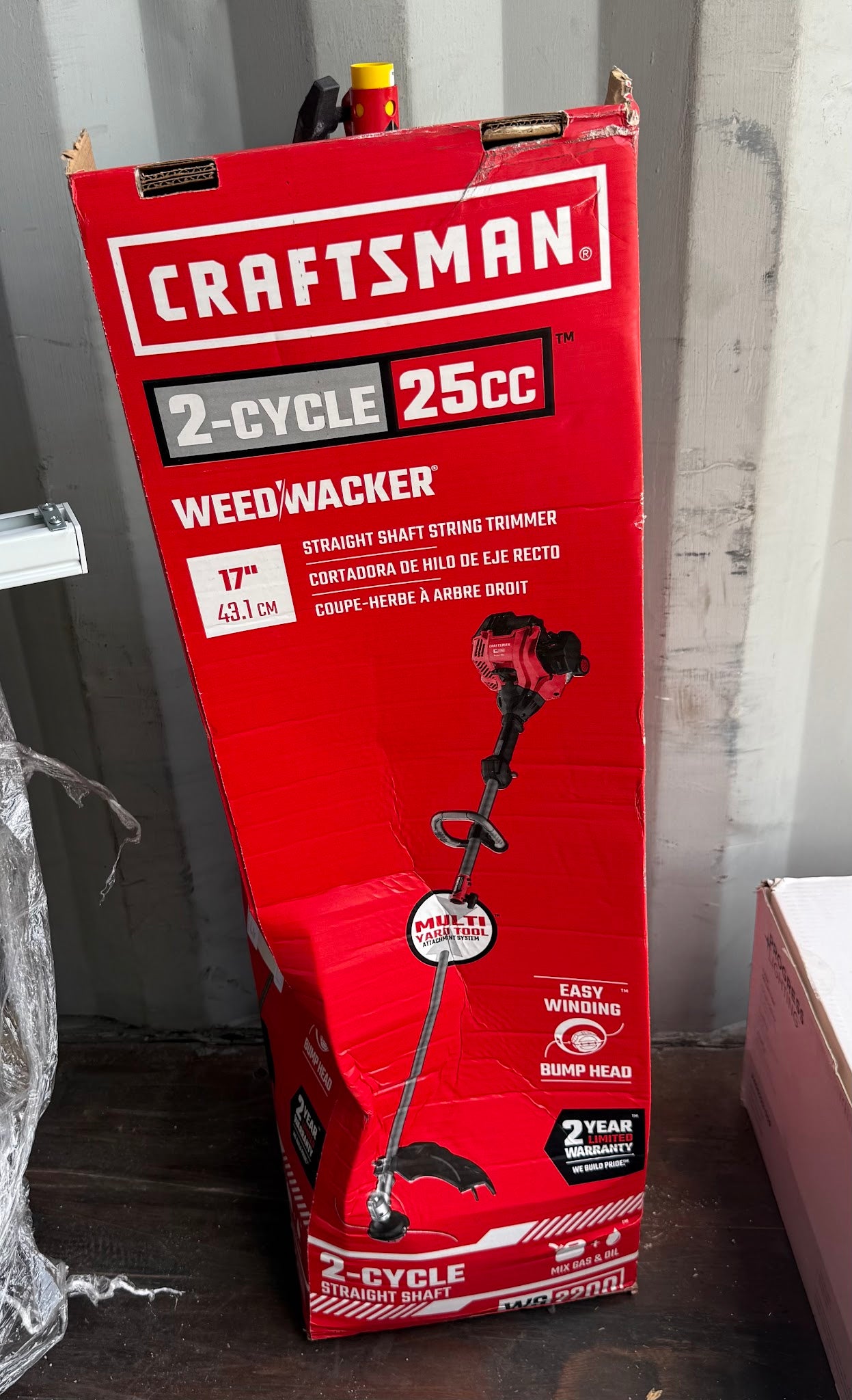 CRAFTSMAN WS2200 25-cc 2-cycle 17-in Straight Shaft Attachment Capable Gas String Trimmer