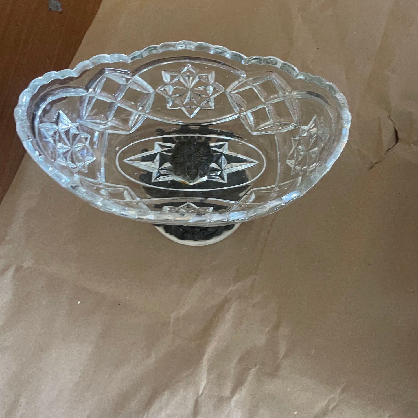 Crystal Pedestal Candy Dish with Ornate Base