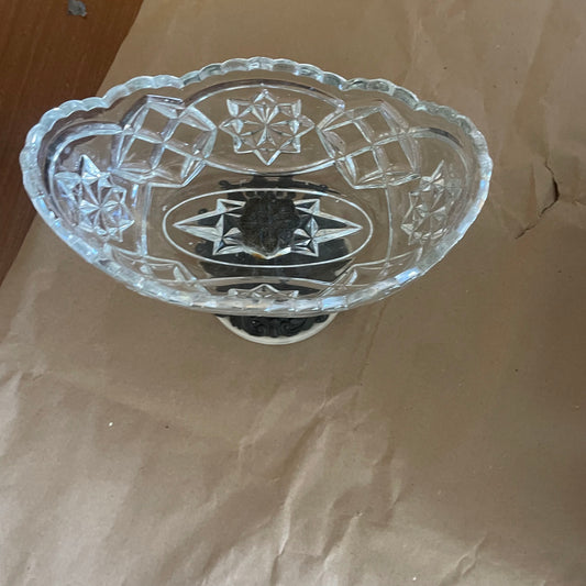 Crystal Pedestal Candy Dish with Ornate Base