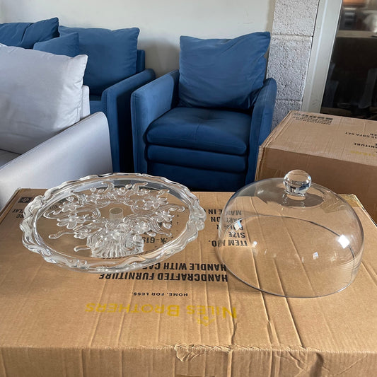 Decorative Glass Cake Stand with Dome