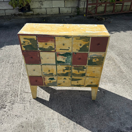 Distressed 20-Drawer Storage Cabinet