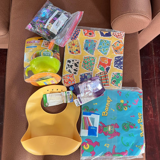 Baby Mash n' Feed Bowl, Patterned Gift Wrap + Assorted Items