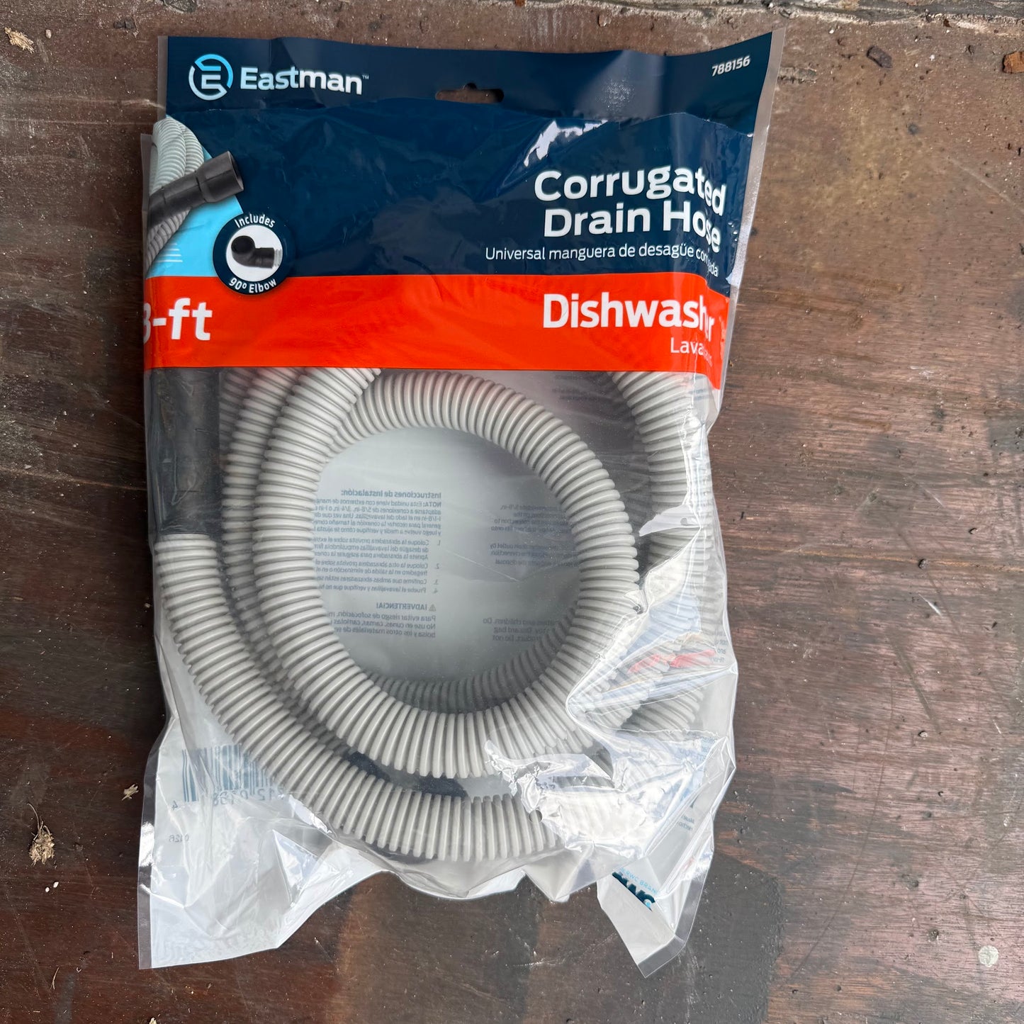 EASTMAN 6-ft 5/8, 7/8, or 1 -in OD Inlet x 5/8 -in OD Outlet Polypropylene Dishwasher Drain Hose